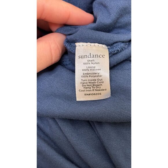 Sundance Embroidered Maxi Dress W/Slip Teal Floral V-Neck M - Picture 8 of 8